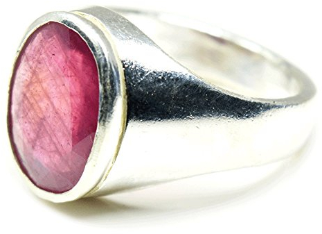 jewelryonclick 5,5 ct Rubin Stein Original & Natural 925 Sterling Silber Bold Ring - 52 (16.6)