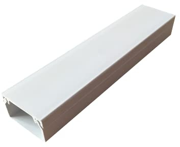 Electrical Cable Trunking 3M 2M Wire Conduit Tidy Plastic Cover White Brown (16mm x 16mm x 3m (3x1m), White)