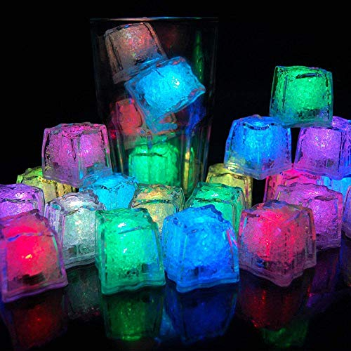 12 Pack Light-up LED Ice Cubes for Drinks Wine Whiskey Color Changing Light Multicolor, LED Ice Cubes Liquid Sensor Water Activated Glowing, Best for Party Christmas Wedding Decoration Gift