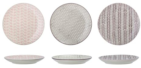 Bloomingville Teller Maya, rosa grau lila, Keramik, 3er Set, 22 cm