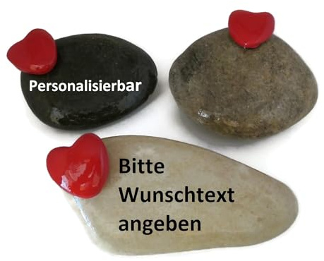Andys Steinwelt® Grabstein mit Wunschtext personalisierbar mit rotem Herz | Grabschmuck Wetterfest, Gedenkstein ca. 12-14 cm, für Sternenkind- und Urnengrab, Trauerstein für Hund, Katze, Haustier