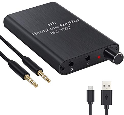 LiNKFOR HiFi Amplificateur pour Casque 16-300Ω Mini Amplificateur 1000mAh Rechargeable Portable pour Casque Ampli avec Câble Audio 3.5mm pour Ordinateur MP3 MP4 Smartphone