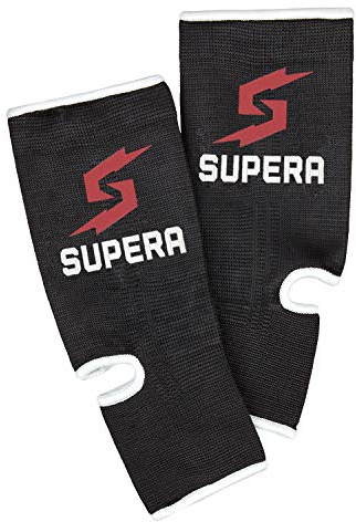 SUPERA Fußbandage für mehr Schutz beim Sport. Elastisch Bandage stütz das Fußgelenk. Die Sprunggelenk Bandage für Kickboxen, Muay Thai oder Laufen. 1 Paar - Zwei Fußgelenkbandagen