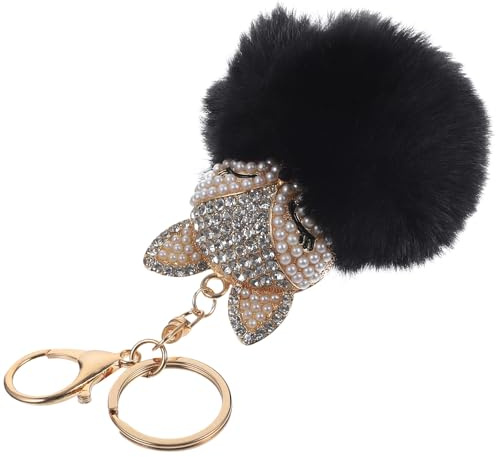 LIOOBO Schlüsselanhänger Fuchs Plüsch Mit Strass Kristall Anhänger Pompon Für Taschen Rucksäcke Autoschlüssel Modeaccessoire Geschenk