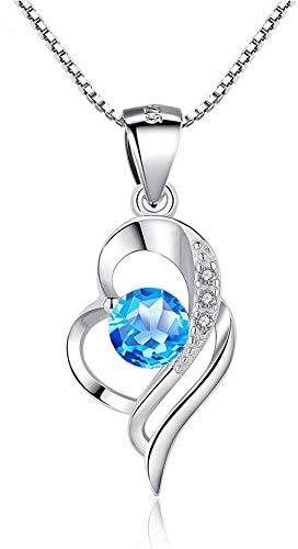 Kamise Schmuck Set Silber, 925 Sterling Silber Kette & Hängend Ohrringe | Herz, Zirkonia, Hypoallergen, Schlafen, Geburtstag Valentinstag, für Frauen Freundin, Schmuck, Geschenk, Romantic, 45cm