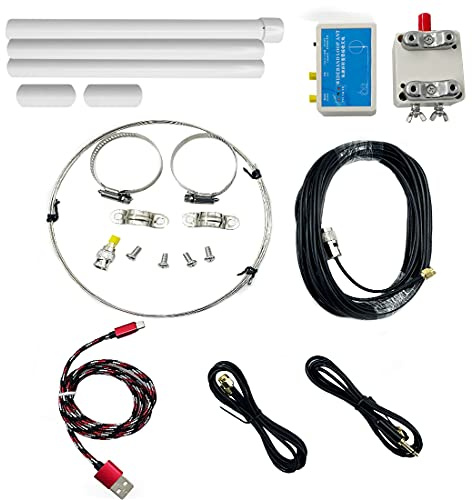K-180WLA Active Loop Broadband Receiving Antenna 100kHz-180MHz 20dBi SDR Radio Small Loop Short Wave Antenna,10-Meter Feeder（TNC to SMA）& USB Supply