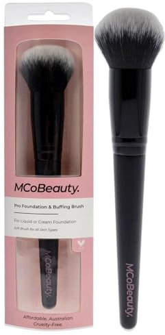 MCoBeauty - Pro Foundation & Buffing Brush – Streak-Free, Airbrushed Finish for Liquid & Cream Formulas, Professional Makeup Tool - Stocking Stuffers, Brochas para Maquillaje