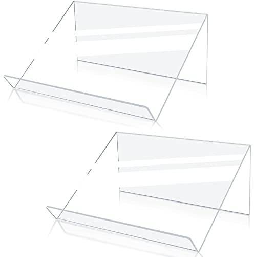Kamehame Buchständer für Präsentationen, leicht erhöhter, transparenter Acryl-Buchständer mit 3.8 cm breiter Kante, Buchstaffelei, rutschfester Rand für Handschrift, Lesen, 30.5x21.6x13 cm, 2 Stück