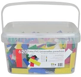 Cales universelles de vitrage panachées pvc 80x26 seau de 620p Acbat