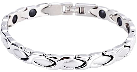 Skcess Leder Armband Silber，Gliederarmbänder Magnetarmband Rostfreier Stahl Herren Armband 200X6.5Mm