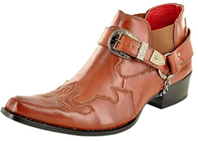 My Perfect Pair Botines vaqueros occidentales con arnés para hombre, Brown, 45 EU