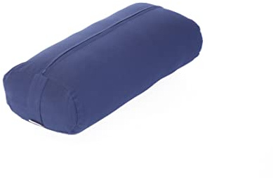 yogawood Yoga Bolster Rechteckig/Rectangular/Oblang Kapok, Maße: L 60 x B 30 x H 15 cm (ca. 19 cm hoch mit Wölbung), Farbe: Blau
