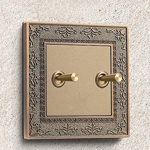 Placa de botón pulsador de pared de acabado, 86 tipo EU 220 V 1/2/3/4 Gang 2 vías Interruptor retro inteligente vintage latón basculante 10 A