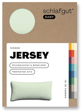 schlafgut Easy Jersey Kissenbezug 40x80 cm 100% Baumwolle, Green Light | Kopfkissenbezug, Kissenhülle, Grün, Jersey, Ton-in-Ton Reißverschluss, bügelfrei, OEKO-TEX, atmungsaktiv