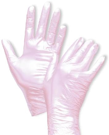 Unigloves FANCY Rose Gants jetables, en nitrile, non stériles, sans latex, sans poudre, adaptés à un usage alimentaire, protection contre les virus, les champignons et les bactéries (L