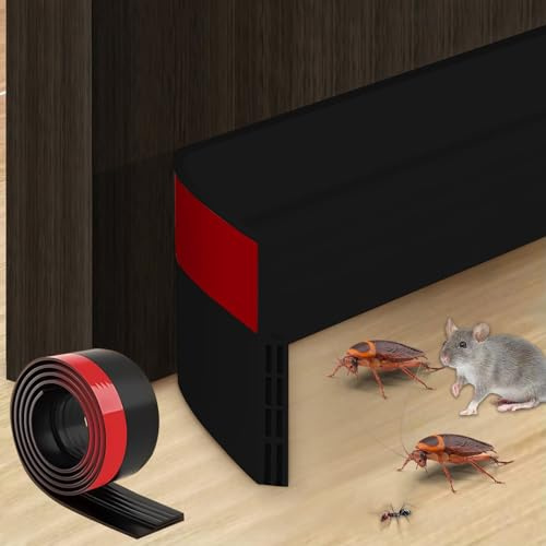 1M Door Draft Excluder Strip, Draft Excluder for Doors Black | Self Adhesive Soundproof Weather Proof Door Seal Strip Front Door Draught Excluder for Preventing Bugs, Energy Saving