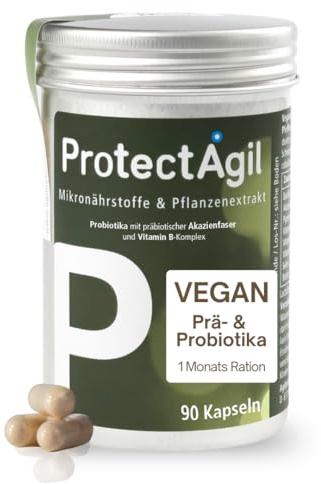 AgilNature Prä- & Probiotika Komplex I 90 vegane Kapseln mit Bacillus coagulans (LactoSpore®), B-Vitaminen & Akazienfaser I Für Immunsystem, Energie & Stoffwechsel I Made in Germany I ProtectAgil