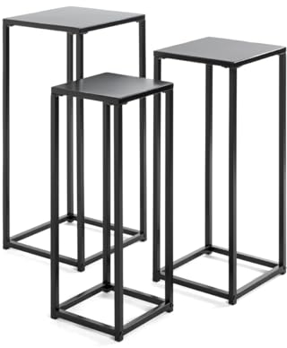 möbelando Blumentisch >25559< in schwarz, Metall - 22x61x22cm (BxHxT)