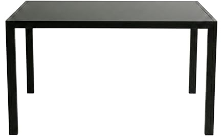Cribel Tavolo Fisso Moderno Nero | Piano in Vetro Temperato e Struttura in Ferro | 140x80x75 cm | Elegante Tavolo da Pranzo o da Lavoro per Casa e Ufficio