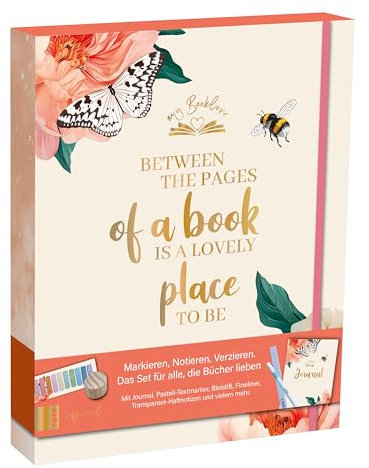 My Booklove - Markieren, Notieren, Verzieren. Das Set für alle, die Bücher lieben. Box mit Buch Journal, unterschiedlichen Stiften, Textmarker, Stempel mit Stempelkissen, Sticky Notes, Lesezeichen...