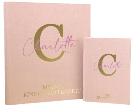 minimutz Set Freundebuch Kindergartenmappe - Personalisiert mit Name - Freundschaftsbuch Erinnerungsordner Junge Mädchen - Poesiealbum und Ringbuchordner Kita