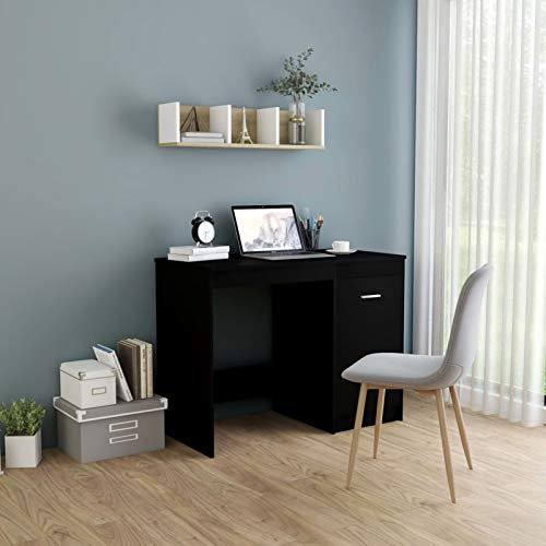 LAPOOH Schreibtisch Schwarz 100x50x76 cm Holzwerkstoff, Gaming Tisch, Computertisch, Computer Desk, Office Table, Bürotisch, Arbeitstisch, Nähtisch, Pc Tisch - 801797