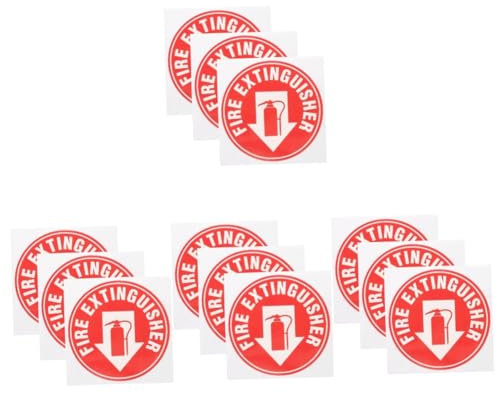 Gatuida 4sets Self Adhesive Fire Extinguisher Sign Round Sticker for Office Safety 3pcs*4