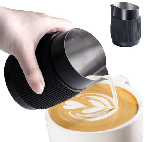 Boccale per latte – 10,5 x 7,7 x 7,7 cm in acciaio cappuccino | 420 ml montalatte, a vapore | Bicchiere per latte per espresso, cappuccino o cioccolata calda