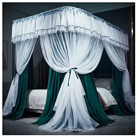 GLMGBP Betthimmel, Moskitonetz für Zwilling, Queen-Size-Bett, King-Size, 230 cm hoch, staubdicht, Verdunkelungsvorhang, Schlafzimmerdekor für Einzel- und Doppelbetten mit Ständer (Farbe: Grün, Grö