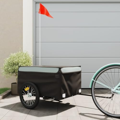 Somanki Fahrradanhänger Schwarz und Grau 45 kg Eisen, Fahrrad Anhänger, Lastenanhänger, Handwagen, Fahrrad-lastenanhänger, Lastenfahrrad - 94084