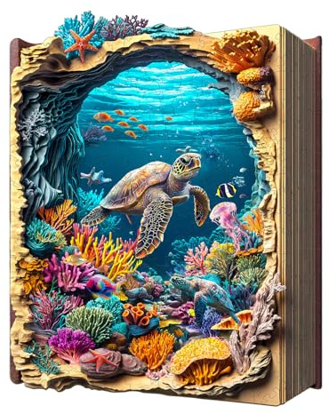 Holzpuzzles für Erwachsene - Schildkröten in Sea World | Holz puzzle Tierform, Wooden Puzzle mit Geschenkbox zum Verschenken (34 × 26.8 cm, 275 Teile)