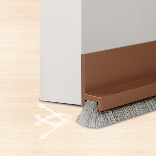 Burlete para puertas de 100 cm, autoadhesivo, burlete para puerta con cepillo, burlete autoadhesivo para puertas (marrón)