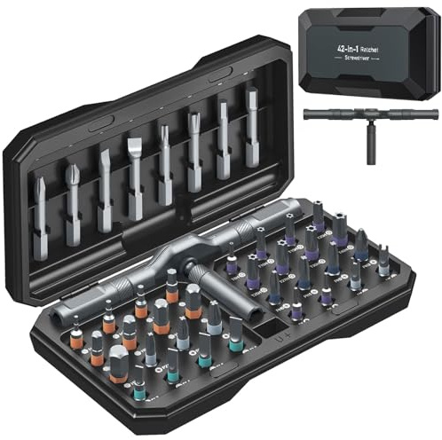 Ankilo 42-in-1 Magnetic Screwdriver Set Precision Multi Bit Ratcheting Screw Driver Set with Storage Case, Repair Tool Kit for Cars, Furniture, Bicycle Black, Best Gift for Christmas