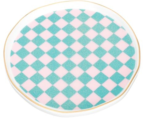SHERCHPRY Vassoio Portagioie in Ceramica Stile Nordico Blu, Piatto Decorativo per Organizzare e Conservare Gioielli, per Bagno e Soggiorno Elegante