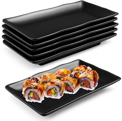 BOUFEIDA 6 Stück Teller Rechteckig, Servierplatte, 20.7 x 12.8 x 2.7cm Servierplatte Porzellan Rechteckige, Speiseteller für Fleisch, Sushi, Snacks, Salate, Antipasti
