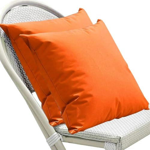 SWJ-swjssb Wasserdicht Kissenbezug 80x80 Kissenbezüge 50x70 60x80 Outdoor Garten 2er Set Kissenhülle Groß Couch Dekokissen Bezug Abnehmbare Kissenüberzug Kopfkissenbezug(Orange,80x80 cm Set of 2)