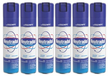 Neutradol Room Spray, Fast Acting Aerosol, Air Freshener for Home & Office, Odour Eliminator, Original, Multipack of 6 x 300ml