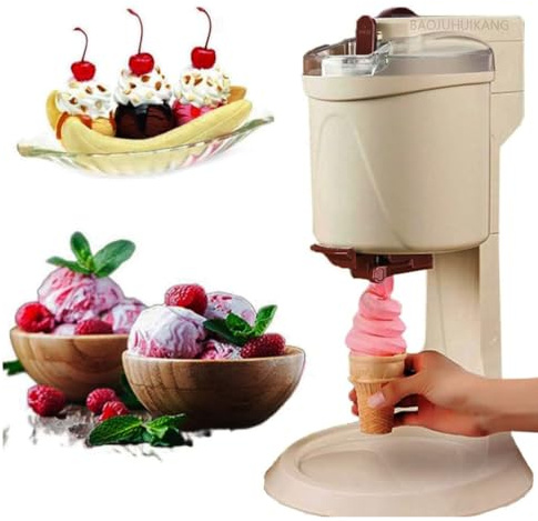 BAOJUHUIKANG Mini Fruit Soft Ice Cream Machine, Electric Ice Cream Machine Crusher, Yogurt Ice Cream Machine, Used for Quick DIY Cooking, Suitable for Homes, Bars, Cafes