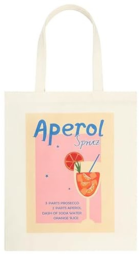 Komergave Aperol Spritz Tasche, Aperol Stoffbeutel Bedruckt Tote Bag, Wiederverwendbare Leinwand Stoffbeutel, Holy Aperoli Einkaufsbeutel Stofftasche, Aperol Geschenk für Damen Cocktail-Liebhaber