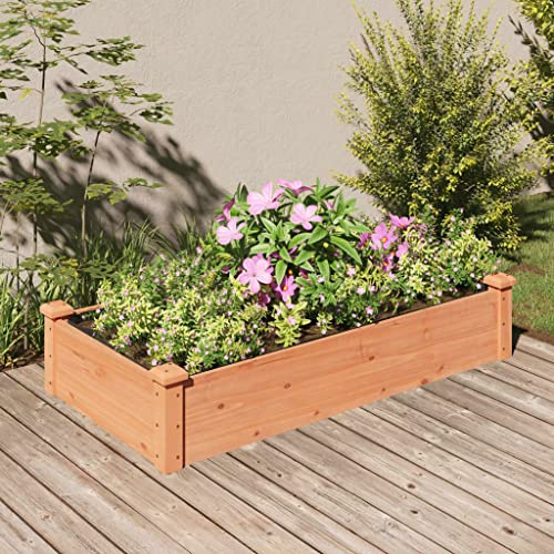Mokuyary Bancal alto con inserto marrón, 120 x 60 x 25 cm, madera maciza de abeto, para verduras, hierbas, flores, bancal de jardín, terraza, balcón
