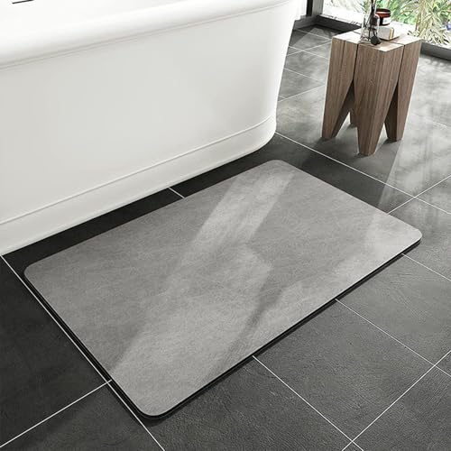 AMFUN Tappeto Bagno in Diatomite, Tappetino da Bagno Antiscivolo, Tappetino Doccia in Pietra, Lavabile Asciugatura Rapida per Doccia, Cucina, Ingresso (40 * 60 cm, Grigio Chiaro)
