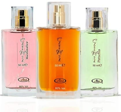 Ayat Perfumes Set de 3 fragancias – Eau de Parfum Choco Musk, malvavisco y pistacho – 3 x 50 ml – Unisex – Fragancias de Dubai – Larga duración – Idea de regalo