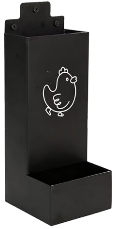 Muschelkalk Futterautomat für Hühner langlebige Metall-Spender mit Austernschalen & Grit - Einfache Installation für Hühnerstall und Freilandhaltung - Reduziert Futterverschwendung (Schwarz)