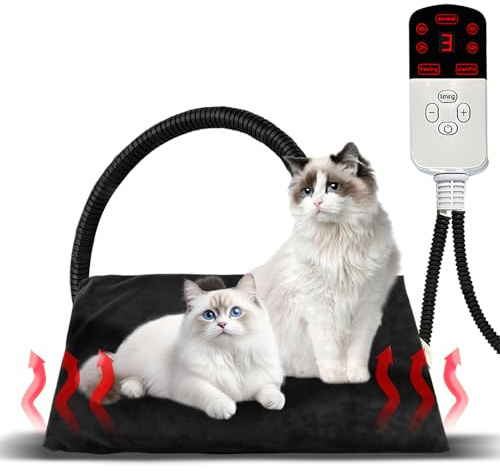 Hillylolly Couverture Chauffante Électrique Chien, Coussin Chauffant Grand, Chiencoussin Chauffant pour Animaux de Compagnie, Tapis Chauffant pour Animaux, Température et Minuterie Réglable (S)