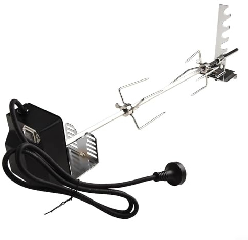 Kit girarrosto elettrico per barbecue a gas, in acciaio inox 304, motorizzato con asta di spiedo fino a 73 cm, rotazione automatica 4-5 giri/min, per pollo, tacchino, maiale, completo di forchette (AU