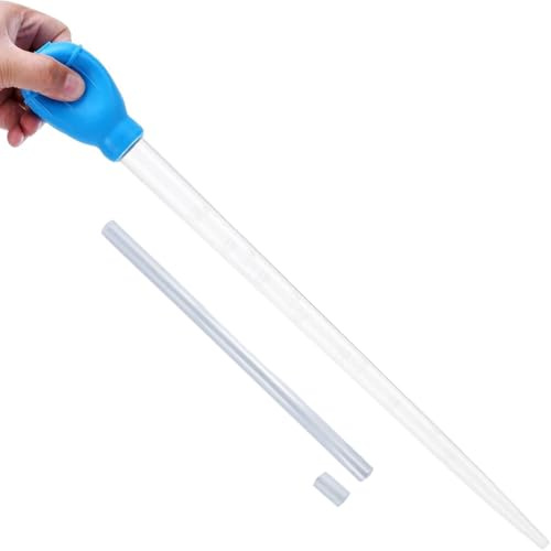 Blueshoop 50ml Turkey Baster with Extension Siphon Dropper, 27.7IN Extra Long Aquarium Water Changer Siphon for Fish Tank Cleaning, Waste Remover Cleaning Tools for Aquarium, Blue