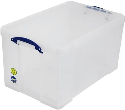 Really Useful 84Litre Box With Lid Clear Spacious Storage Durable Material Stackable