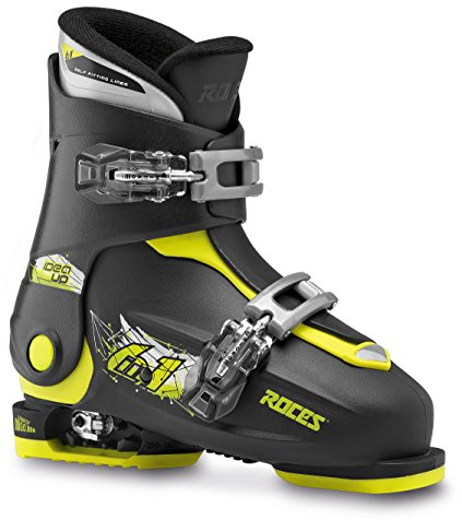 Roces Kinder Skischuhe Idea Up Größenverstellbar, Black-Lime, 30/35, 450491-018