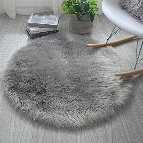 Cumay Faux Pelliccia di Agnello di Pecora Tappeto, Pelliccia Sintetica Decorativa Antiscivolo Yoga tappeti per Salotto da Letto Divano Pavimento (45x45cm, Grigio)