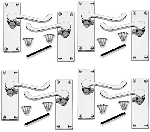 Haven Heritage Door Handles: Chrome Modern Scroll Door Handles (4 Sets)